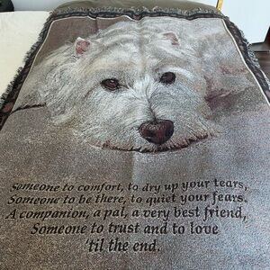 Danbury Mint Dog Pet Lovers Poem Tapestry Throw 69x50 Vtg Woven Fringe USA Made